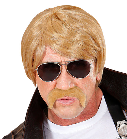 Widmann SRL Blonde pruik met snor heren