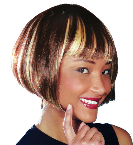 Widmann SRL Boblijn pruik met highlights bruin blond