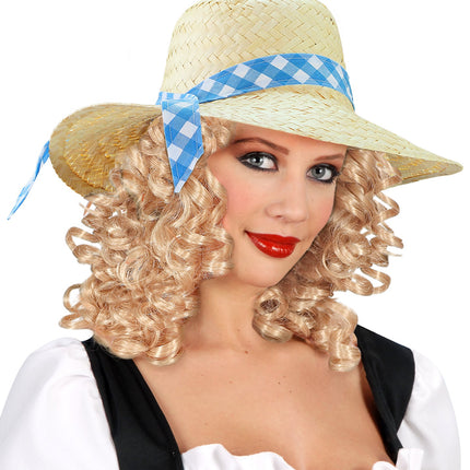 Widmann SRL Boerinnen hoed stro blauw