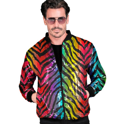 Widmann SRL Bomberjack regenboog pailletten