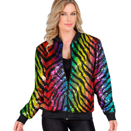 Widmann SRL Bomberjack regenboog pailletten