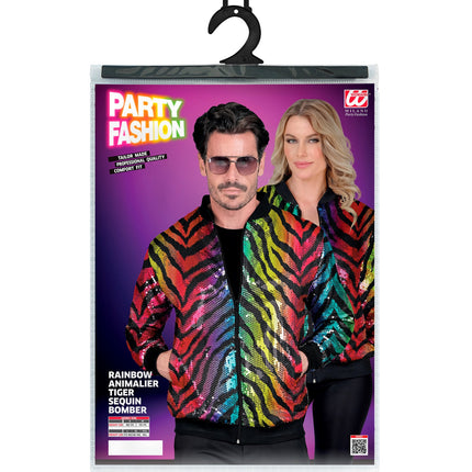 Widmann SRL Bomberjack regenboog pailletten