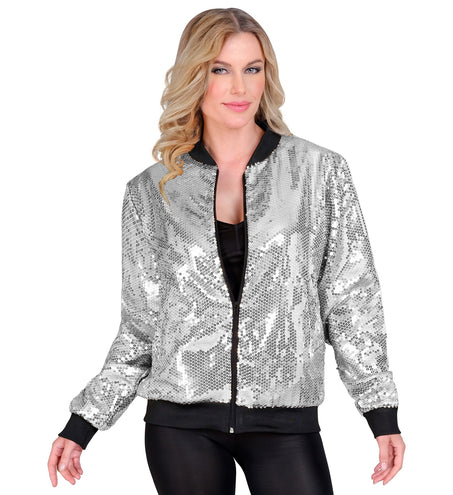 Widmann SRL Bomberjack zilver pailletten