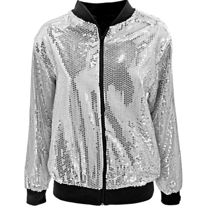 Widmann SRL Bomberjack zilver pailletten