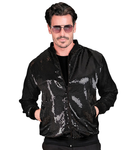 Widmann SRL Bomberjack zwart glitter