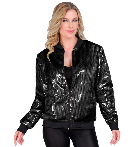 Widmann SRL Bomberjack zwart glitter