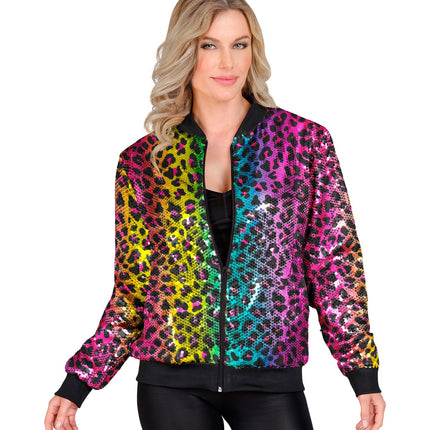 Widmann SRL Bomberjas Luipaard pailletten regenboog