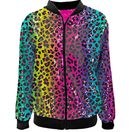 Widmann SRL Bomberjas Luipaard pailletten regenboog