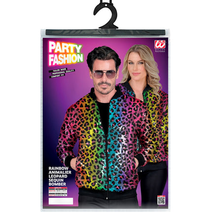 Widmann SRL Bomberjas Luipaard pailletten regenboog