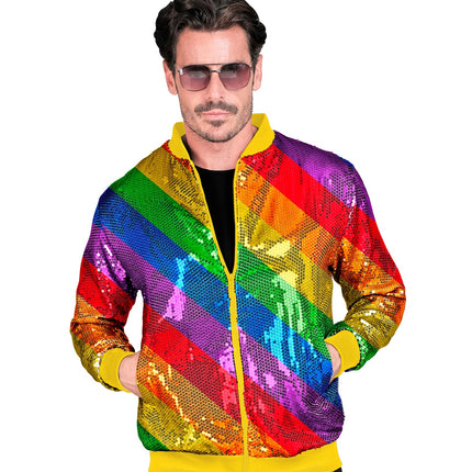 Widmann SRL Bomberjas pailletten regenboog