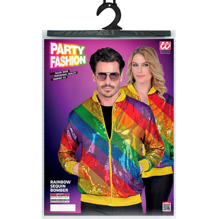 Widmann SRL Bomberjas pailletten regenboog
