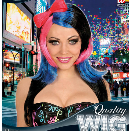 Widmann SRL Bonte Manga pruik met strik