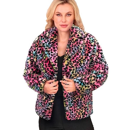 Widmann SRL Bontjas pluche dames luipaard multi kostuum Niek