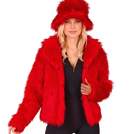 Widmann SRL Bontjas pluche dames rood kostuum Fleur