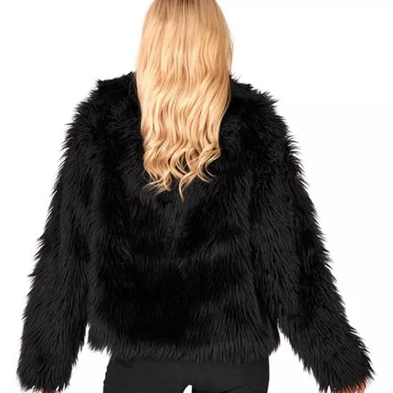 Widmann SRL Bontjas pluche dames zwart kostuum Sanne