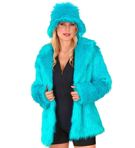 Widmann SRL Bontjas pluche turquoise kostuum Gijs