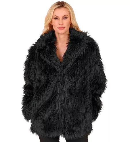 Widmann SRL Bontjas pluche zwart kostuum Timo