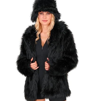 Widmann SRL Bontjas pluche zwart kostuum Timo