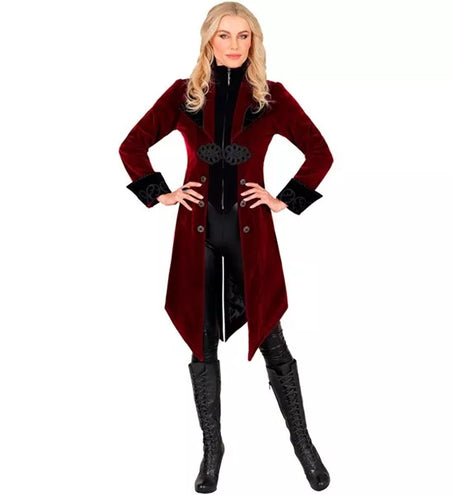Widmann SRL Bordeaux fluwelen gothic jas dame kostuum Niels