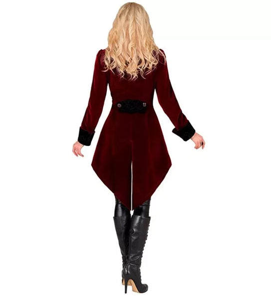 Widmann SRL Bordeaux fluwelen gothic jas dame kostuum Niels