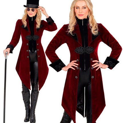 Widmann SRL Bordeaux fluwelen gothic jas dame kostuum Niels