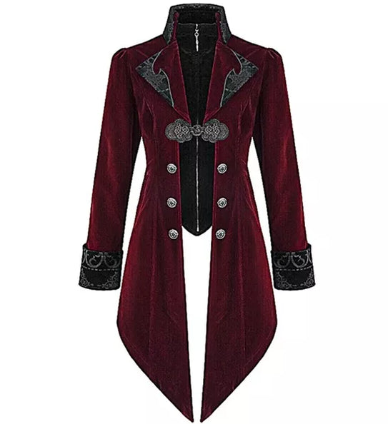 Widmann SRL Bordeaux fluwelen gothic jas heren kostuum Timo