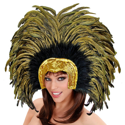 Widmann SRL Braziliaanse veren hoofdbedekking goud