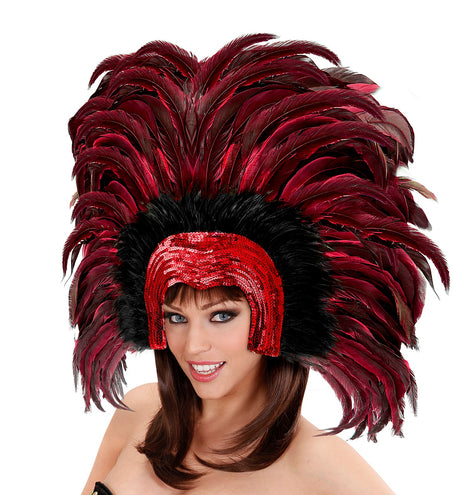 Widmann SRL Braziliaanse veren hoofdbedekking rood