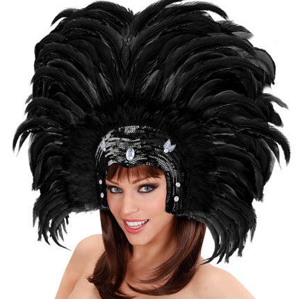 Widmann SRL Braziliaanse veren hoofdbedekking zwart