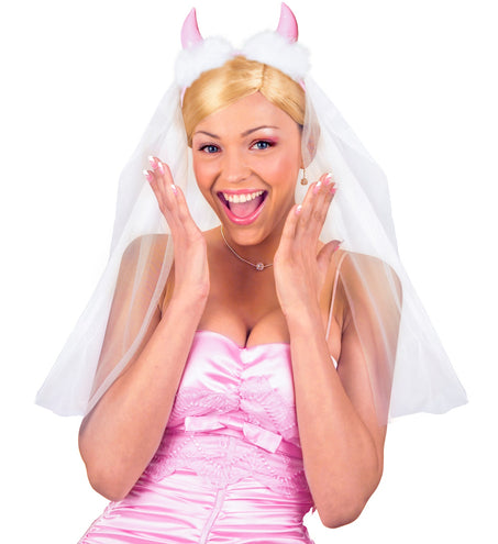 Widmann SRL Bride to be sluier met roze hoorntjes