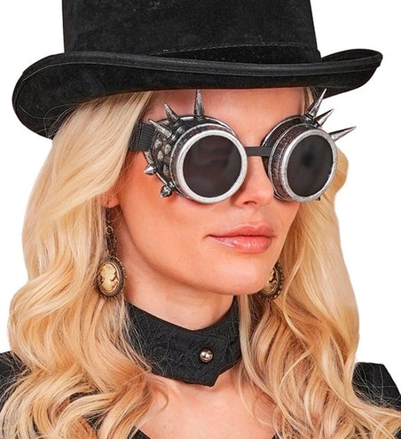 Widmann SRL Bril steampunk antiek zilver gespijkerd Mees