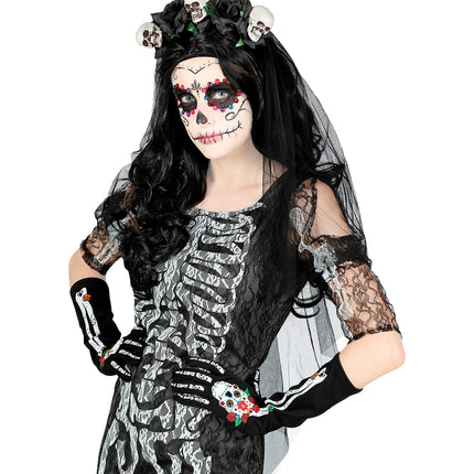 Widmann SRL Bruidsluier met schedels en rozen