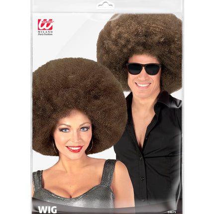 Widmann SRL Bruine afro pruik