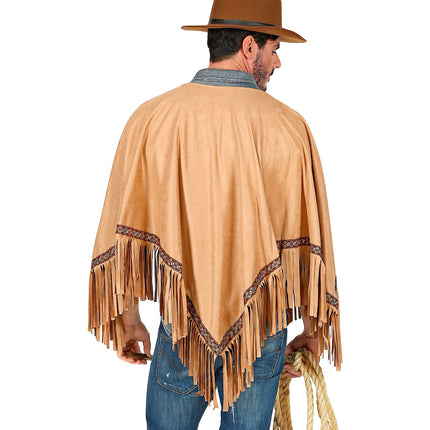 Widmann SRL Bruine indianen poncho in suede unisex