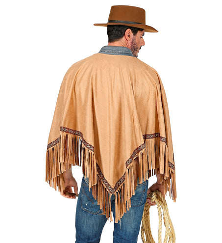 Widmann SRL Bruine indianen poncho in suede unisex