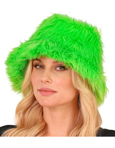 Widmann SRL Bucket hat pluche neon groen Stijn
