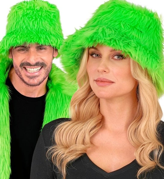 Widmann SRL Bucket hat pluche neon groen Stijn