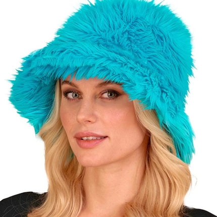 Widmann SRL Bucket hat pluche turquoise Fleur