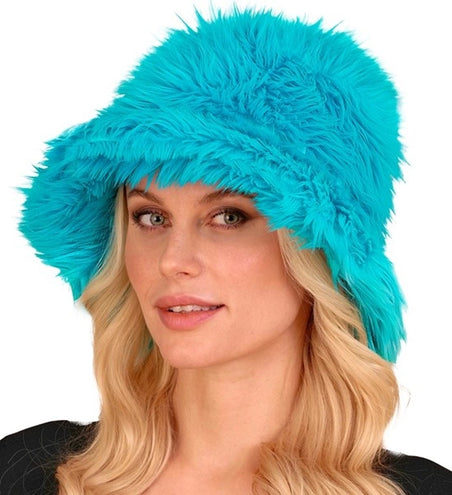 Widmann SRL Bucket hat pluche turquoise Fleur
