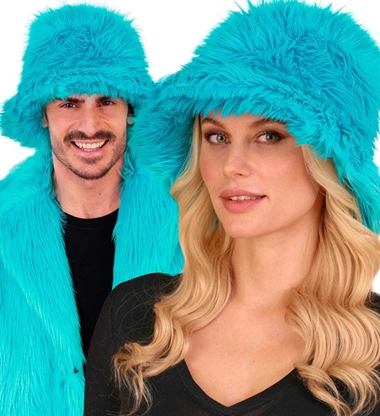 Widmann SRL Bucket hat pluche turquoise Fleur