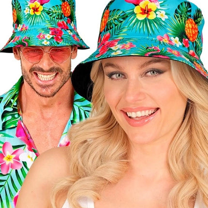 Widmann SRL Bucket hat zomer party blauw kostuum Lotte