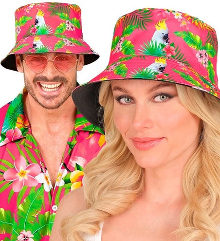 Widmann SRL Bucket hat zomer party roze kostuum Anouk