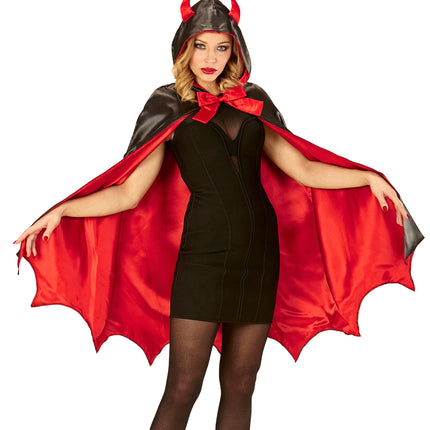 Widmann SRL Cape duivel pak zwart rood