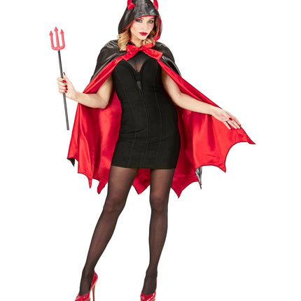 Widmann SRL Cape duivel pak zwart rood