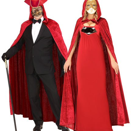 Widmann SRL Cape rood / bordeaux met capuchon 150cm