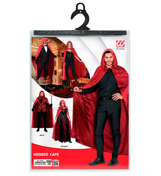 Widmann SRL Cape rood / bordeaux met capuchon 150cm