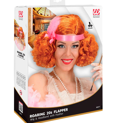 Widmann SRL Charleston pruik Pam 20-er jaren rood
