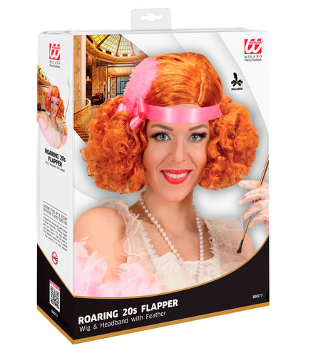 Widmann SRL Charleston pruik Pam 20-er jaren rood