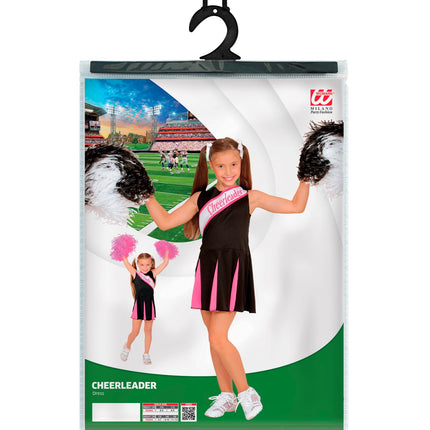 Widmann SRL Cheerleader kostuum zwart roze kinderen