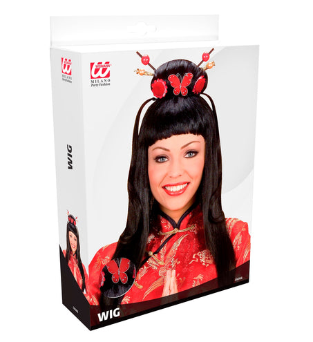 Widmann SRL Chinese pruik Jia zwart met knot
